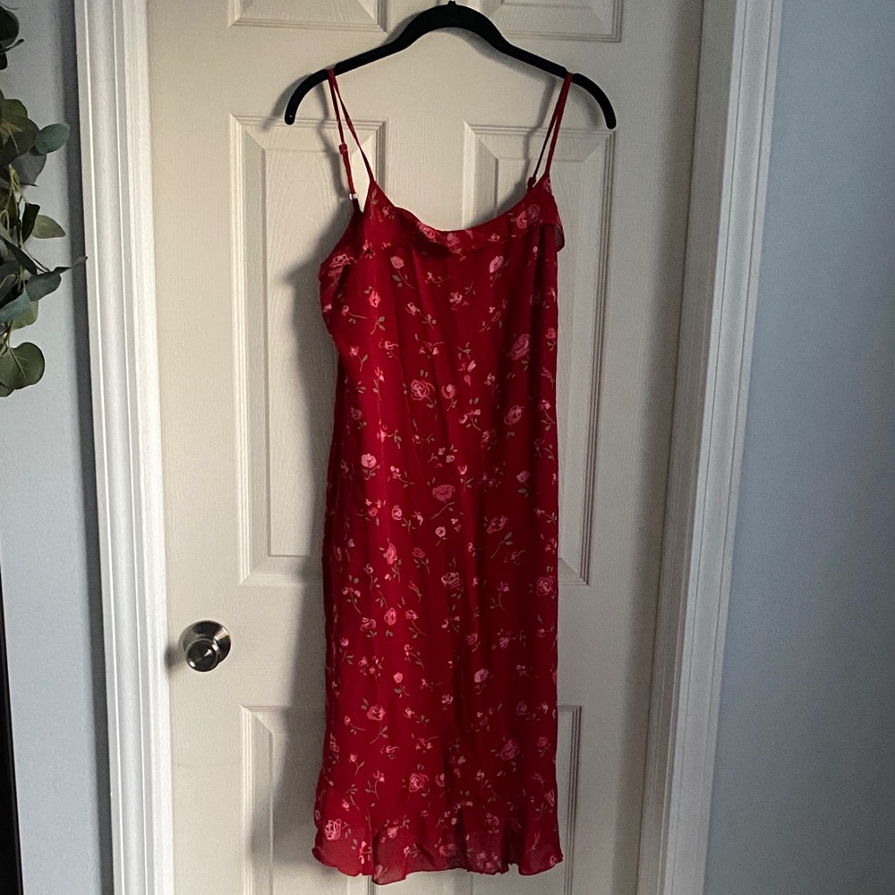 Vintage American Eagle Outfitters Floral Bold Red Dress